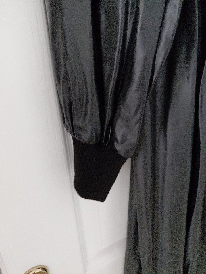 Düğmeli Siyah Uzun Kollu Gotik Elbise deri - Görsel 2