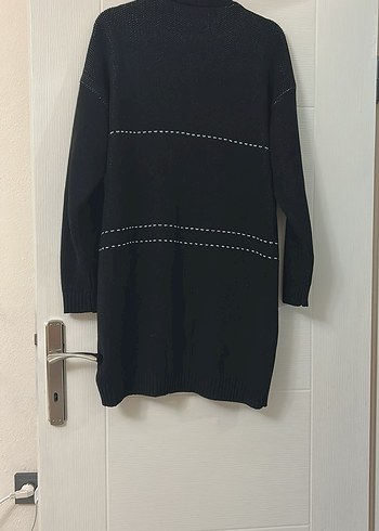 Fermuarlı Nakışlı Siyah Triko Hırka - Görsel 2