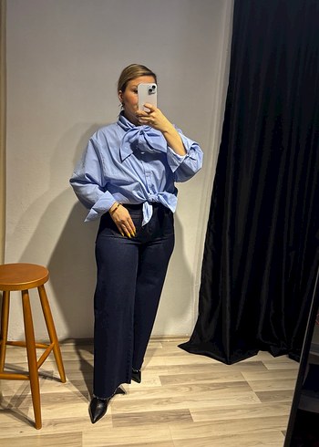 Poplin fularlı gömlek - Görsel 16