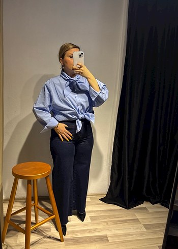 Poplin fularlı gömlek - Görsel 15