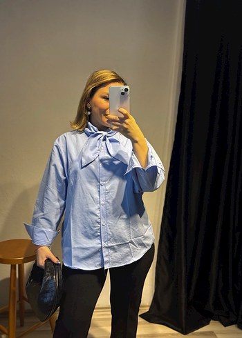 Poplin fularlı gömlek - Görsel 12