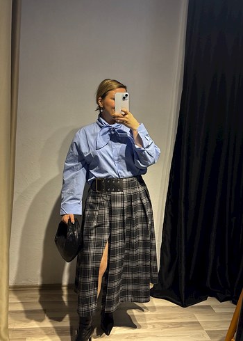 Poplin fularlı gömlek - Görsel 6