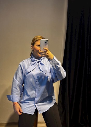 Poplin fularlı gömlek - Görsel 10