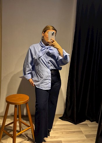 Poplin fularlı gömlek - Görsel 13