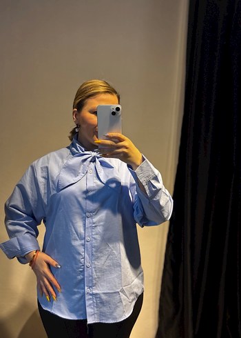 Poplin fularlı gömlek - Görsel 8