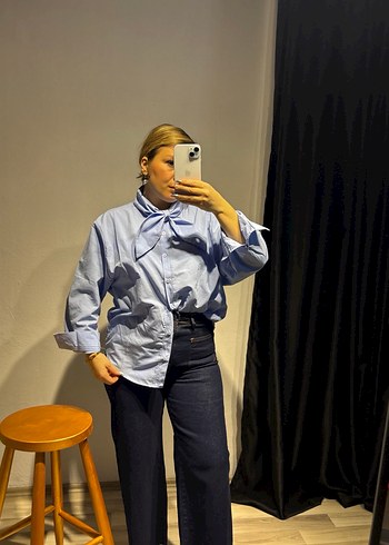 Poplin fularlı gömlek - Görsel 14