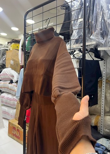 Kahverengi Triko Kadın Tulum - Görsel 2