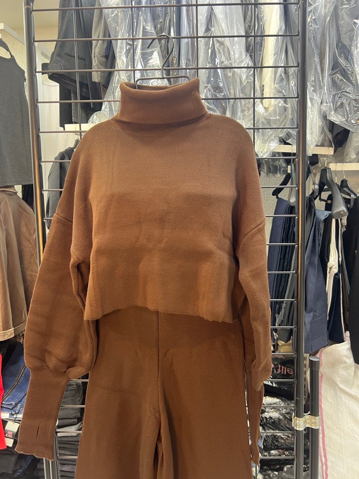 Kahverengi Triko Kadın Tulum - Görsel 5