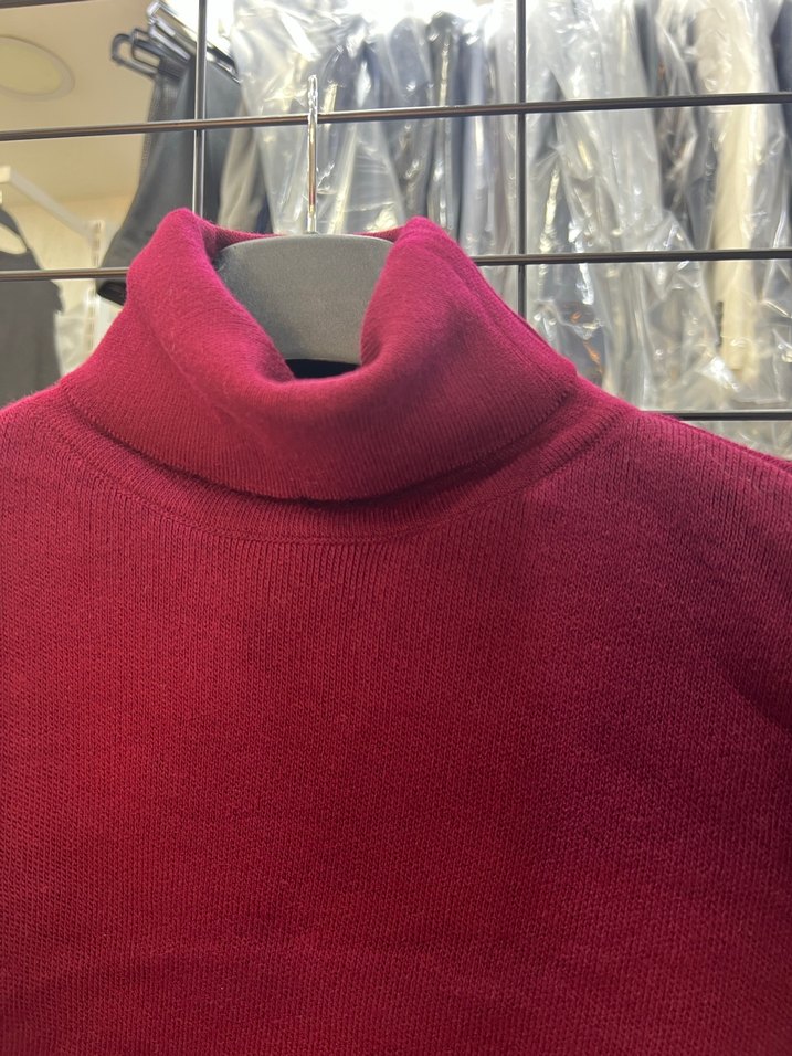 Bordo Uzun Kollu İnce Triko Elbise - Görsel 3