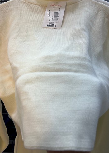 Beyaz Örgü Yüksek Yakalı Kadın Tulum - Görsel 4