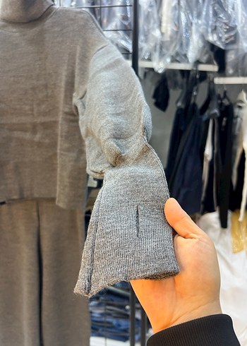 Gri Uzun Boğazlı Triko Kadın Kazak - Görsel 4