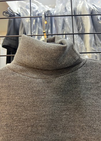 Gri Uzun Boğazlı Triko Kadın Kazak - Görsel 3