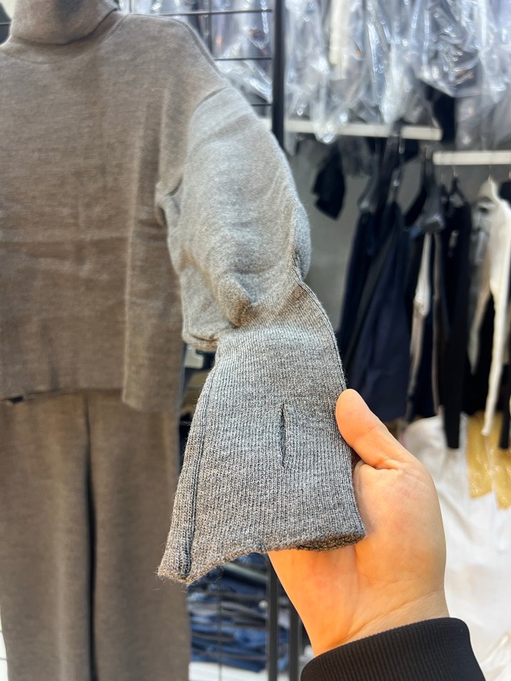 Gri Uzun Boğazlı Triko Kadın Kazak - Görsel 4