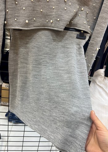 Bej Kadın Kısa Triko Kazak - Görsel 5