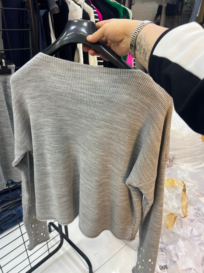 Bej Kadın Kısa Triko Kazak - Görsel 4