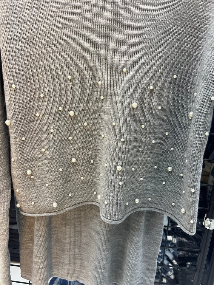 Bej Kadın Kısa Triko Kazak - Görsel 3