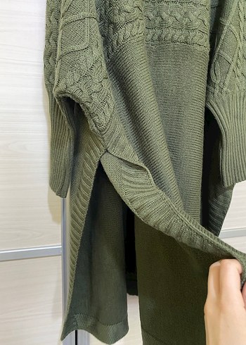 Uzun Kollu Boğazlı Örgü Kadın Kazak - Görsel 2