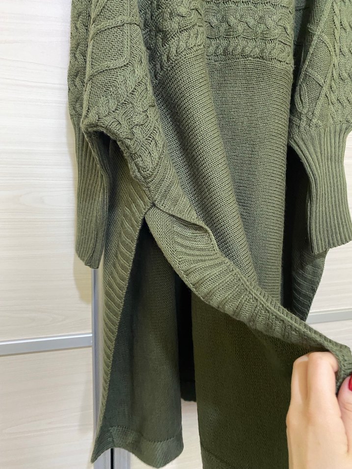 Uzun Kollu Boğazlı Örgü Kadın Kazak - Görsel 2