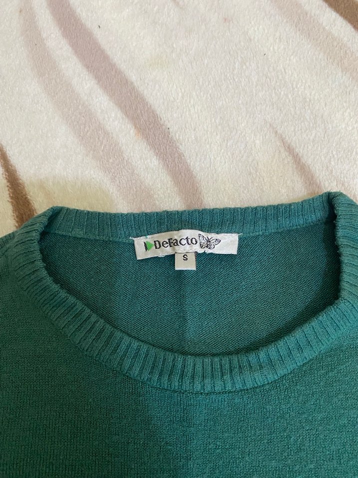 Yeşil İnce Triko Kadın Kazak - Görsel 2