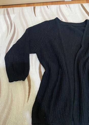 Kadın Siyah V Yaka Midi Triko Hırka - Görsel 2