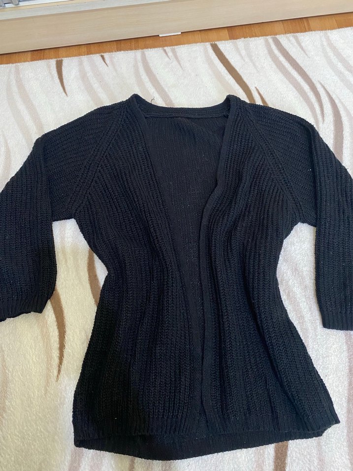 Kadın Siyah V Yaka Midi Triko Hırka - Görsel 3