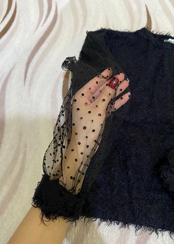 Siyah Uzun Kollu Triko Bluz - Görsel 2