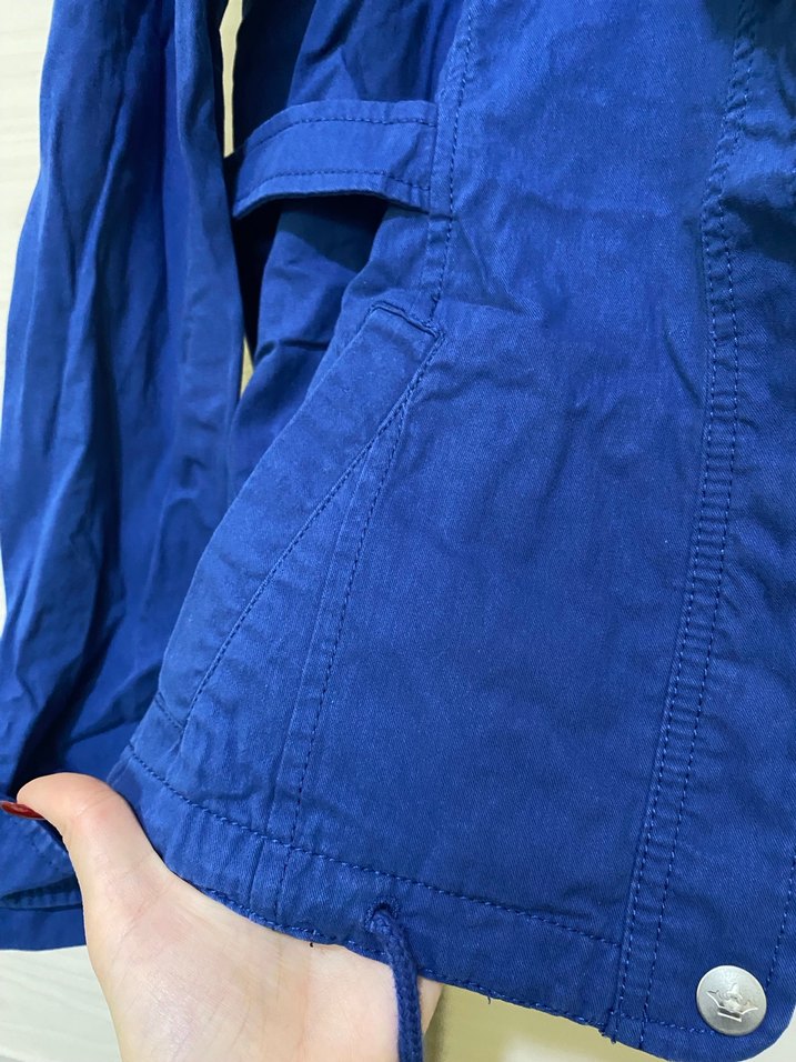 Düğmeli Mavi Midi Kadın Ceket - Görsel 3