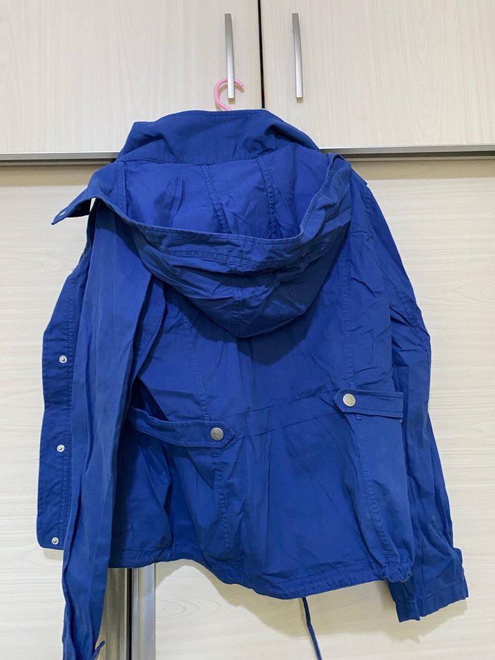 Düğmeli Mavi Midi Kadın Ceket - Görsel 4