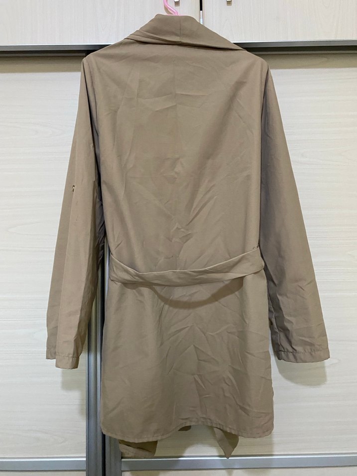 Bej Midi Kadın Trençkot Kemerli - Görsel 3