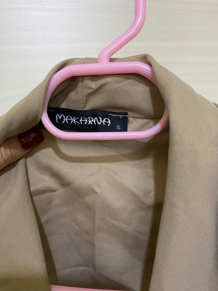 Bej Midi Kadın Trençkot Kemerli - Görsel 2