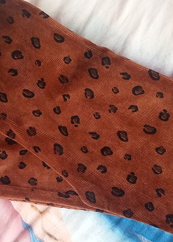 Leopar Desenli Kahverengi çocuk kadife tayt - Görsel 2