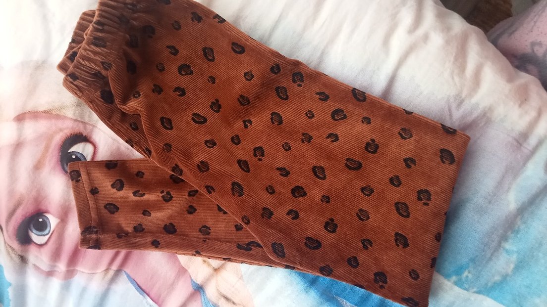 Leopar Desenli Kahverengi çocuk kadife tayt - Görsel 2