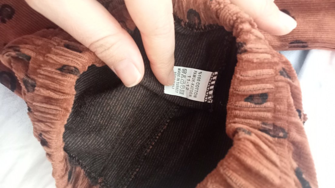 Leopar Desenli Kahverengi çocuk kadife tayt - Görsel 3