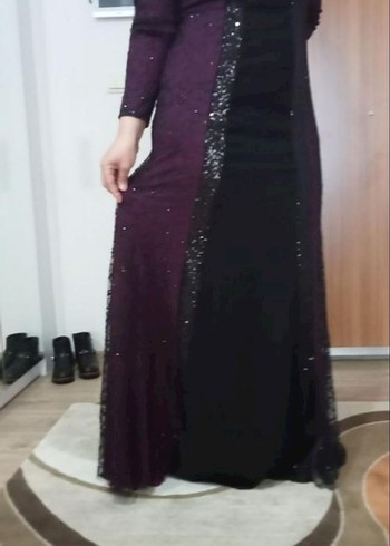 Mor Yılan Desenli Uzun Kollu Gotik Abiye Elbise - Görsel 6