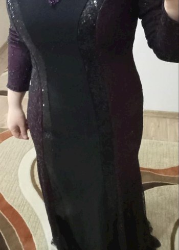 Mor Yılan Desenli Uzun Kollu Gotik Abiye Elbise - Görsel 3