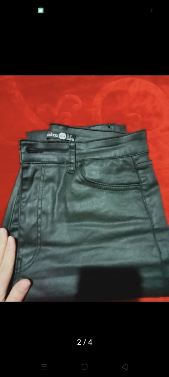 Deri  görünümlü Siyah Kadın Pantolon - Görsel 2