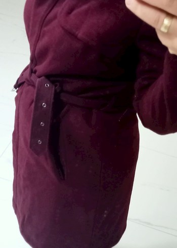 Bordo Kuşaklı Kaban - Görsel 3