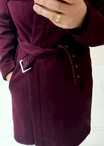 Bordo Kuşaklı Kaban - Görsel 2