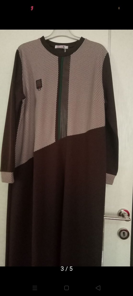 Kadın Kahverengi Uzun Kollu Uzun Elbise - Görsel 3