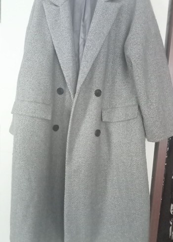 Düğmeli Gri Klasik Kaban - Görsel 5