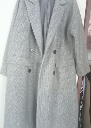 Düğmeli Gri Klasik Kaban - Görsel 2