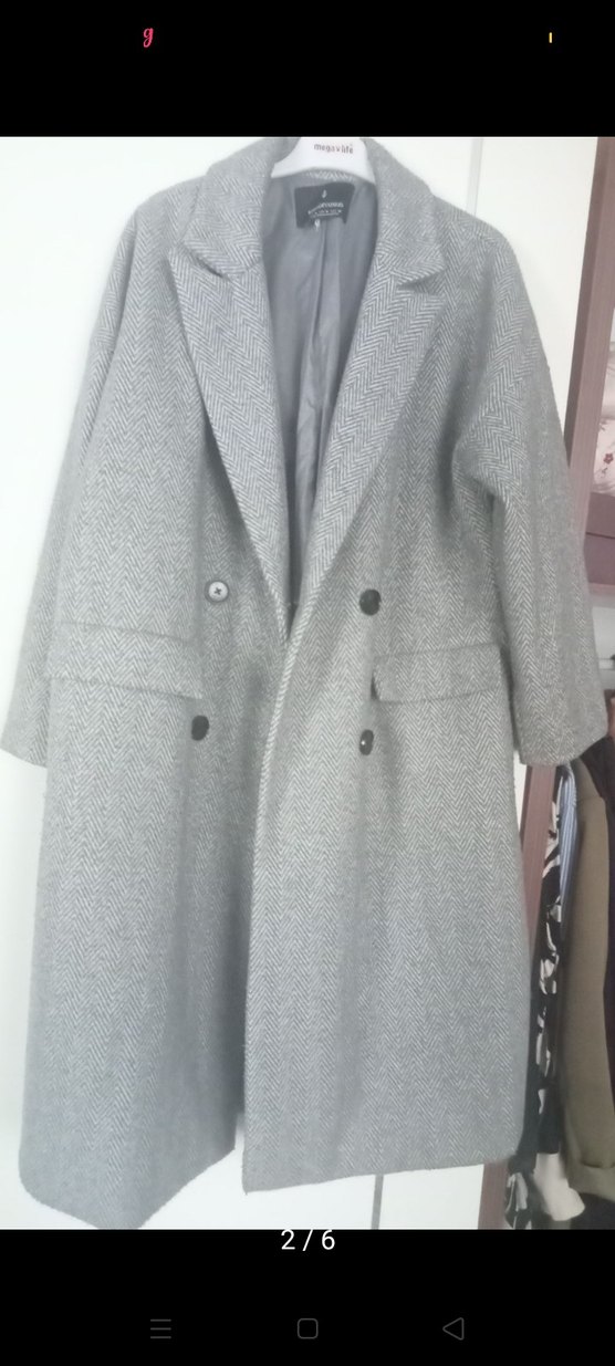 Düğmeli Gri Klasik Kaban - Görsel 2