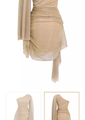 Altın Renk Drapeli Mini Elbise - Görsel 4