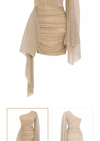 Altın Renk Drapeli Mini Elbise - Görsel 5