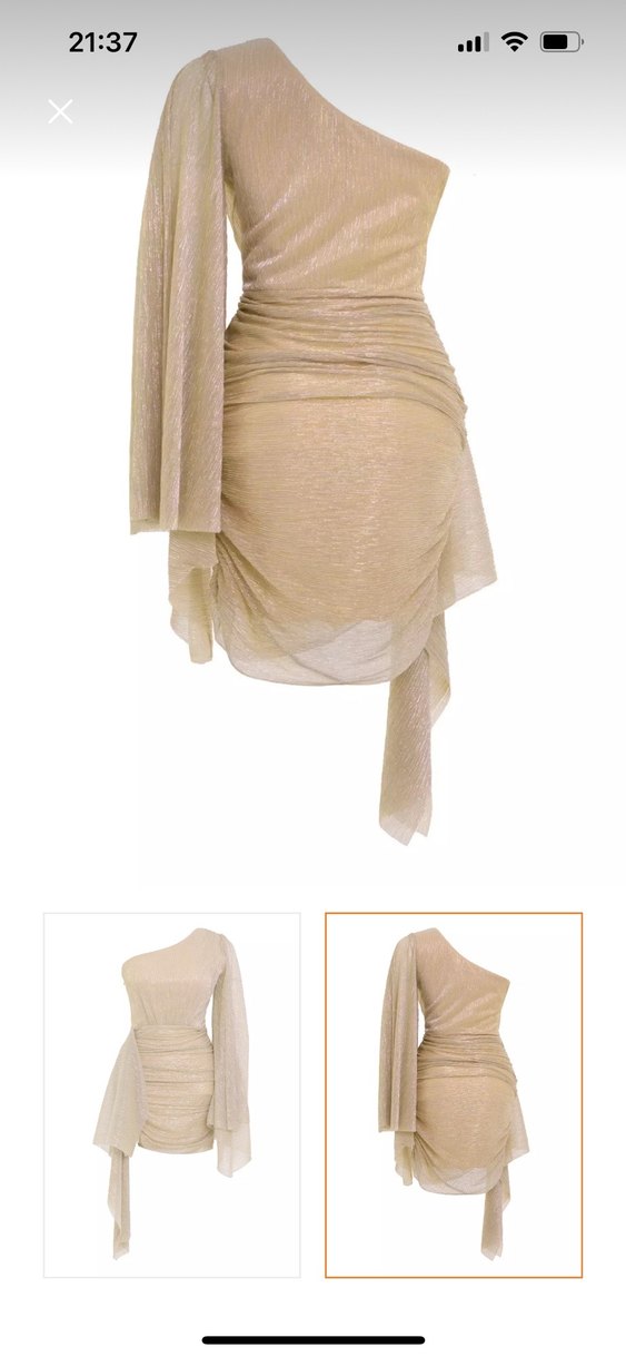 Altın Renk Drapeli Mini Elbise - Görsel 4