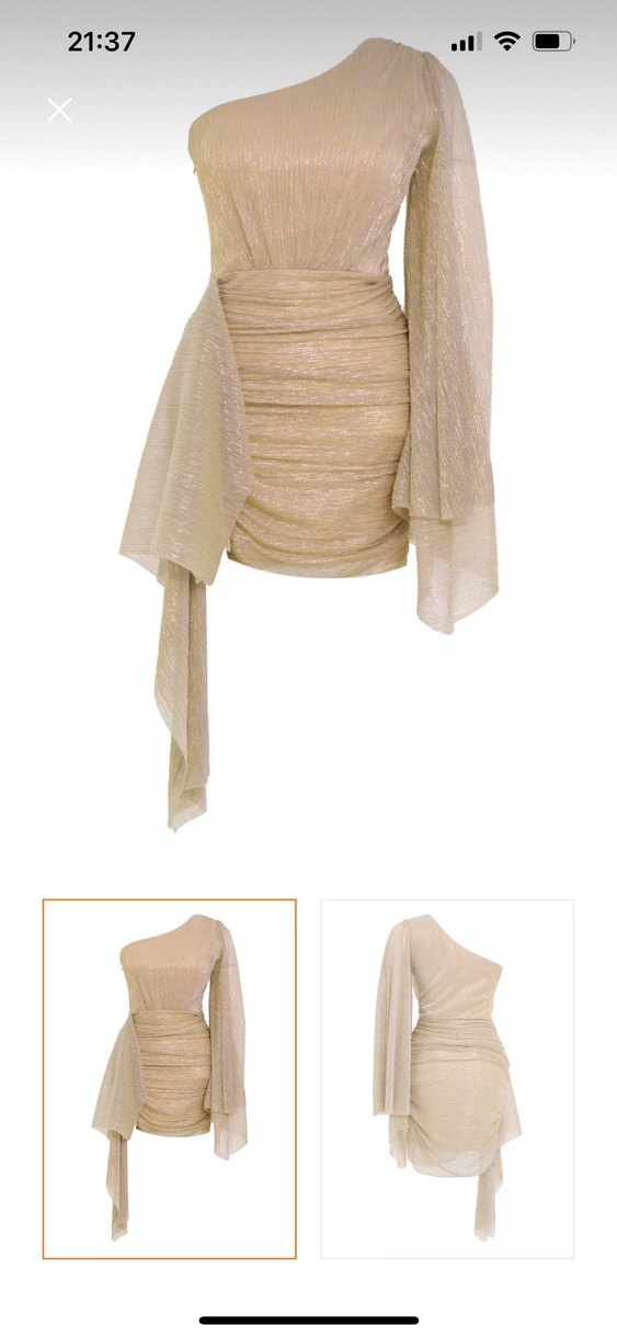 Altın Renk Drapeli Mini Elbise - Görsel 5