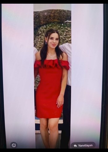 Kırmızı Mini Straplez Fırfırlı Elbise - Görsel 2