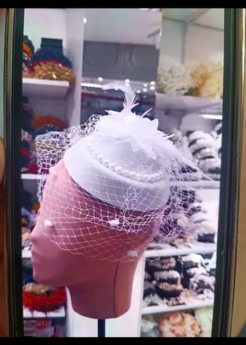 Dantel Detaylı Beyaz Gelinlik Şapkası - Görsel 2