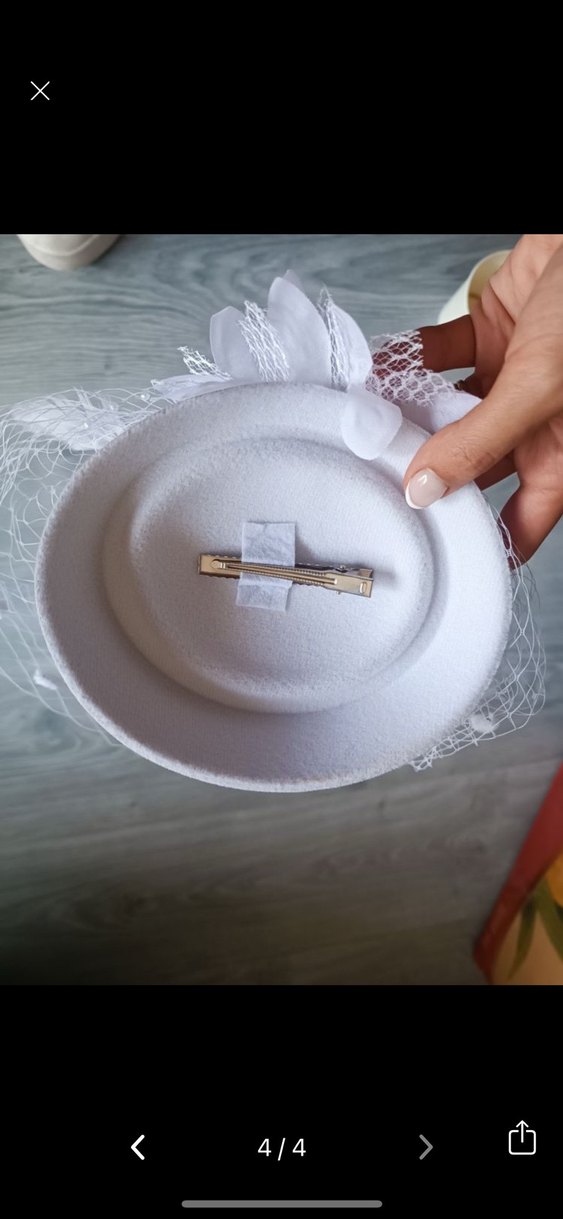 Dantel Detaylı Beyaz Gelinlik Şapkası - Görsel 3
