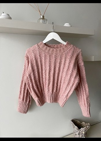 Pembe Örgü Salaş Kadın Kazak - Görsel 3